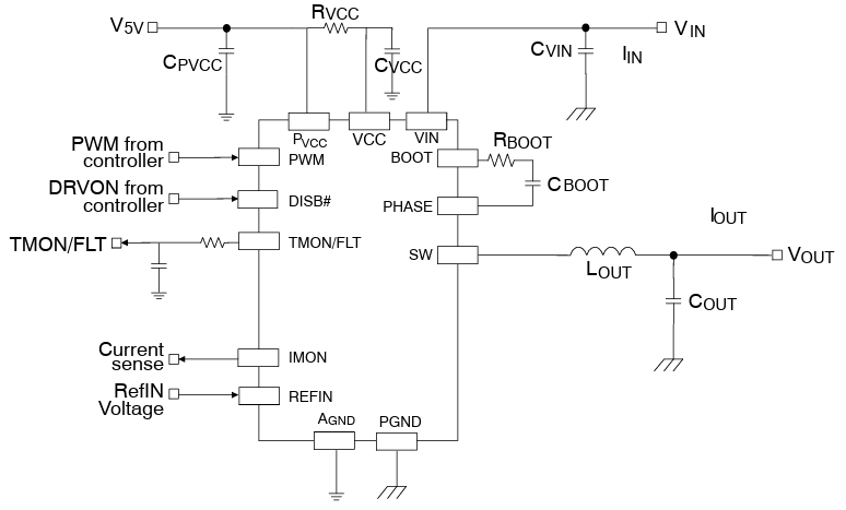 Applikations-Schaltungsdiagramm - onsemi NCP303160A Gate-Treiber